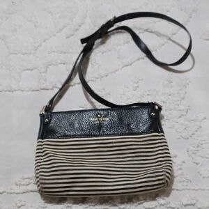 Kate Spade Black and Cream Striped Crossbody Bag